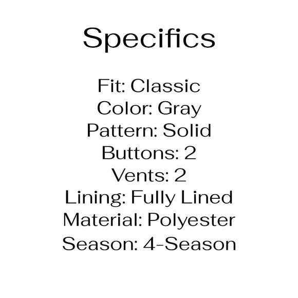 Andrew Fezza 40R Gray Solid 2-Button Sport Coat Blazer Jacket P245 - Picture 4 of 11